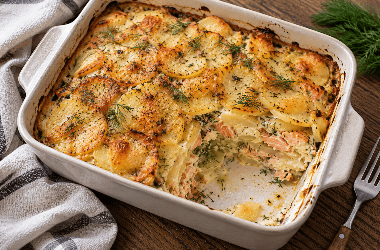 Szwedzkie gratin z łososia